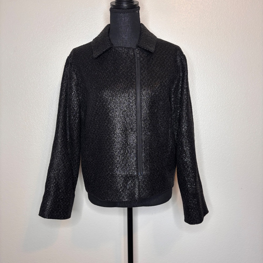 Free People Hutch Black Tweed Foil Jacket Blazer Size Medium - Picture 1 of 11